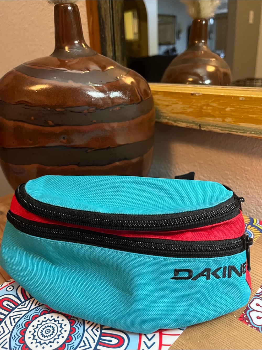Dakine Teal and Red Belt Bag with Black Trim NWOT